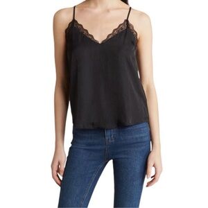 Melrose and Market Women’s Black Lace Cami Delicate scalloped Lightweight EUC M